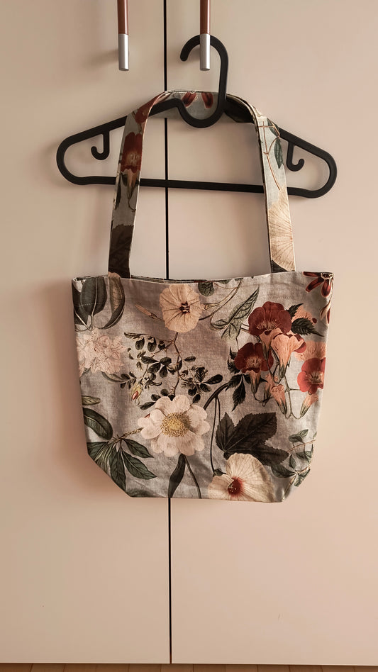 Vintage Flower Reusable Tote Bag - Medium Size